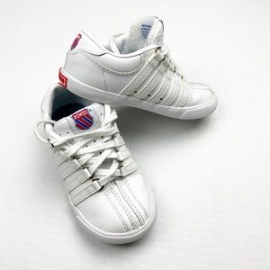 EUC K SWISS  CHILD  LEATHER SNEAKER , SIZE 8
